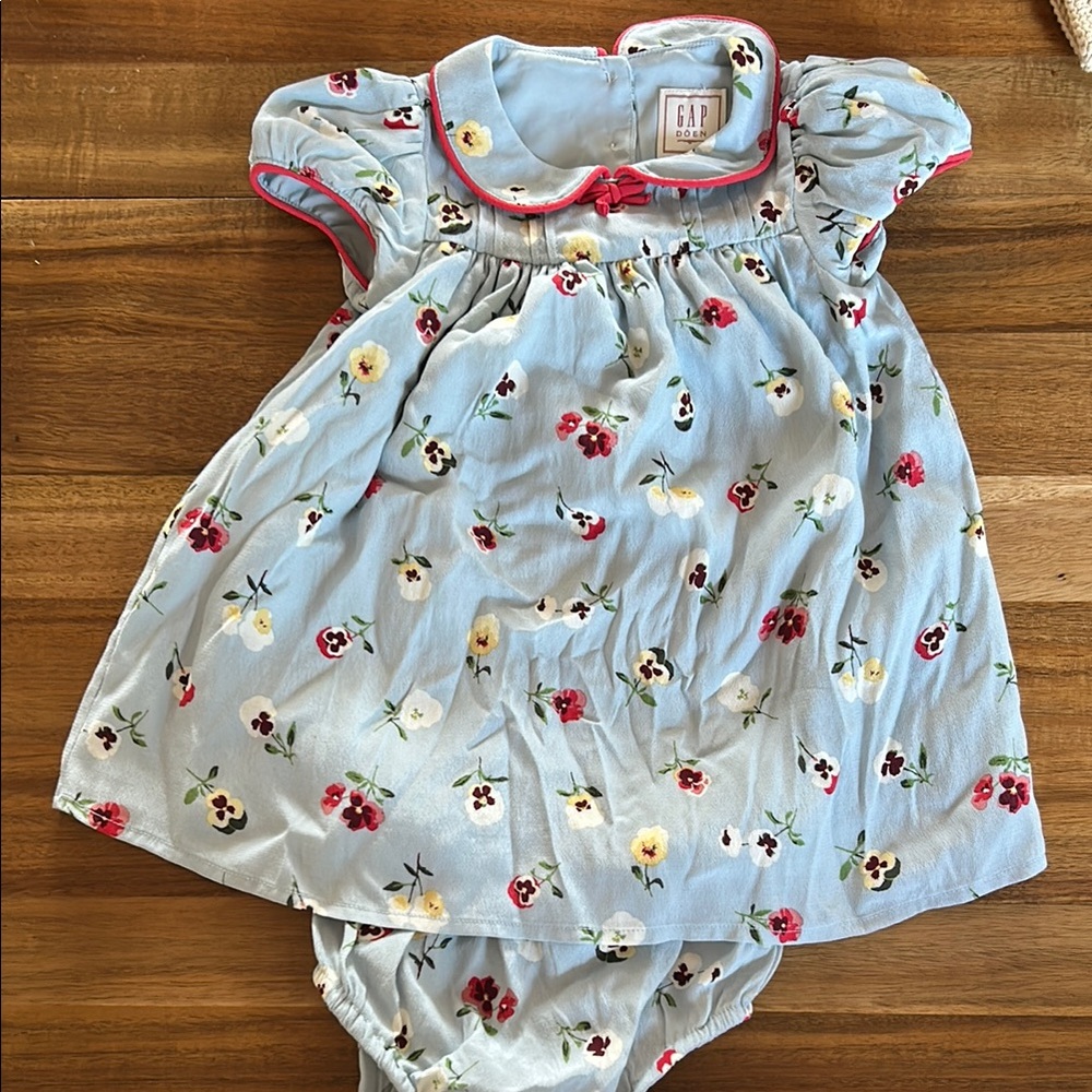 Gap Baby Floral Dress with Bloomers - Blue